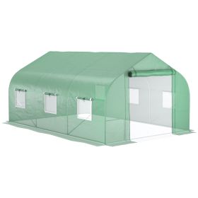 Outdoor High Tunnel Greenhouse, 11.5'x10'x6.5', Portable, with Windows, Deep Green