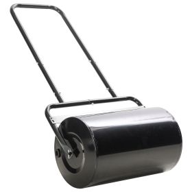 20-Inch Push/Tow Behind Lawn Roller Filled with 10 Gal Water or Sand for Flattening Sod in the Garden, Black
