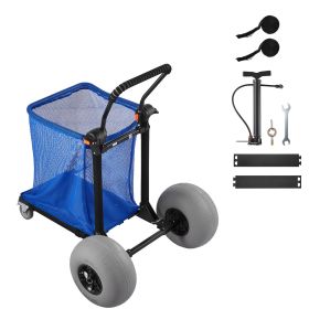 Beach Cart with Large Wheels for Sand, 165 lbs Load Capacity, Heavy Duty Folding Beach Wagon with 12" Balloon Wheels, Storage Bag