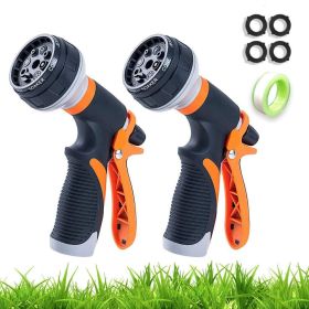 Garden Hose Nozzle 2 Pack Heavy Duty Hose Spray Gun 8 Way High Pressure Hand Sprayer Spray Nozzle for Watering Lawn Car Washing Pet Bathing Sidew
