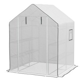 01-0472 Replacement Cover, 55" x 56.25" x 74.75" Walk-in Greenhouse Cover Reinforced Anti-Tear PE Hot House Cover, White