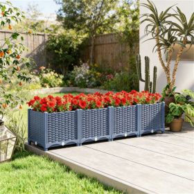 Elevated garden bed, outdoor flower pot, planting bed, planting box, blue