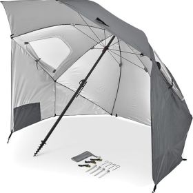UPF 50+ Umbrella Shelter with Patented Side Panels and Tilt Mechanism, Heavy-Duty 1.25 Inch Center Pole, Auger Anchor for Sand and Grass