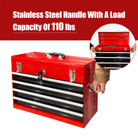 Heavy Duty Metal Tool Box, 21-inch, Portable Metal Tool Box with 4 Drawers, Small Tool Chest with EVA Liners