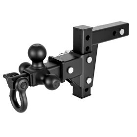 Trailer Hitch Tri Ball Mount with D Shackle, Fit 2 Inch Receiver, 1-7/8 Inch, 2 Inch and 2-5/16 Inch Balls, 10000 lbs GTW, 6 Inch Drop