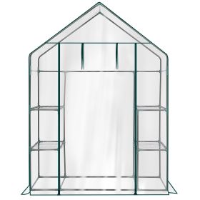 Mini Walk-in Greenhouse with PVC Cover, 4-Shelf Indoor Outdoor Plant Gardening Green House for Garden Backyard, 56" x 29" x 77", Transparent
