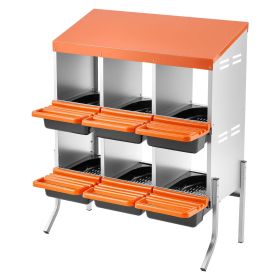 Chicken Nesting Boxes, 6 Compartments, with Support Legs, Easy Egg Collection, Galvanized Steel and High-Strength Plastic