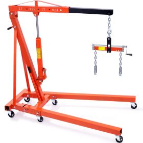 Hydraulic Engine Hoist with Lever, 2 Ton/4400 LBS Heavy-duty Cherry Picker Shop Crane, Foldable Engine Crane and Engine Hoist leveler for Auto Re