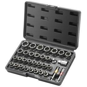 Bolt Extractor Set, 29-Piece Bolt and Nut Remover Set, 6mm to 10mm, 13/32" to 3/4", CR-MO Steel Extraction Socket Set with Storage Case