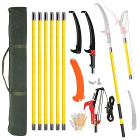 26ft Manual Pole Saw, Lightweight Tree Trimmers Long Handle Pruner Set, Sharp Steel Blade and Scissors Pole Saw for Trimming Palm, Pear Tree, Fir
