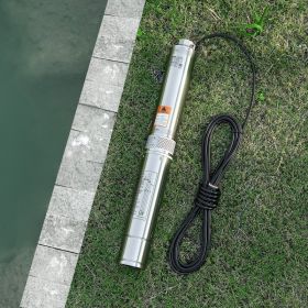 1HP Deep Well Submersible Pump Stainless Steel Water Pump 31.7 GPM 207 Ft (Option: Silver)