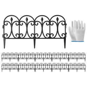 10 Packs Garden Decorative Lawn Edging Border PP Garden Fence Panels Easy Assembly Outdoor Flower Bed Landscape Fencing No-Dig Spikes With Gloves (Option: 10PCS)