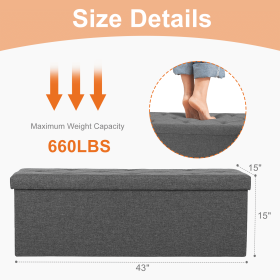 Storage Ottoman with Thicker Foam Padded Seat, Folding Foot Rest for Living Room End of Bed Bench (size: 110PE)