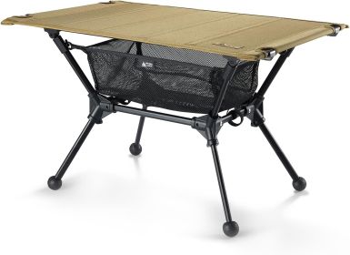 Camping Table, Lightweight Portable Folding Table with Mesh Storage Net, High/Low Options, Ideal for Camping, Hiking, Tailgating, Beach, Picnic (Color: Coyote Brown)