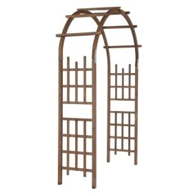 7FT Wooden Garden Arbor, Wedding Arch Backdrop Stand For Ceremony Party, Garden Pergola With Trellis For Climbing Plants, Dark Brown (Option: Default Title)